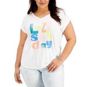 Style & Co Graphic V-neck Top 2X